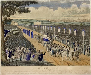 Bijeenkomst van de vakbondsleden in Copenhagen Fields, 21 april 1834